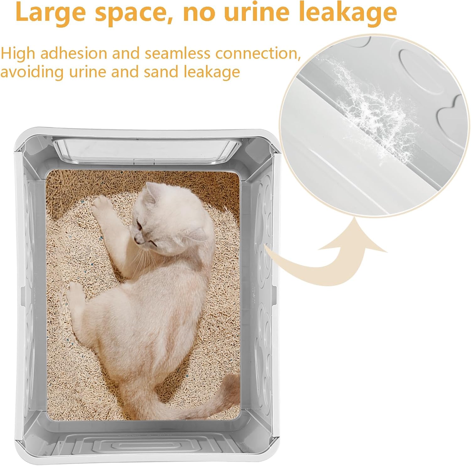 Caja de arena plegable para gatos con tapa, inodoro para gatos antisalpicaduras de entrada superior, caja de arena para gatitos de gran espacio,