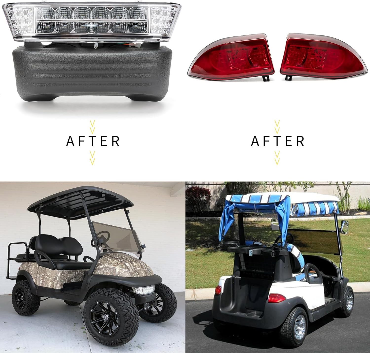 Deluxe Golf Cart LED Light Kit (12V) Compatible with Club Car Precedent 2004-Up, LED Headlight, Taillight with Turn Signals Hazard Light Switch,