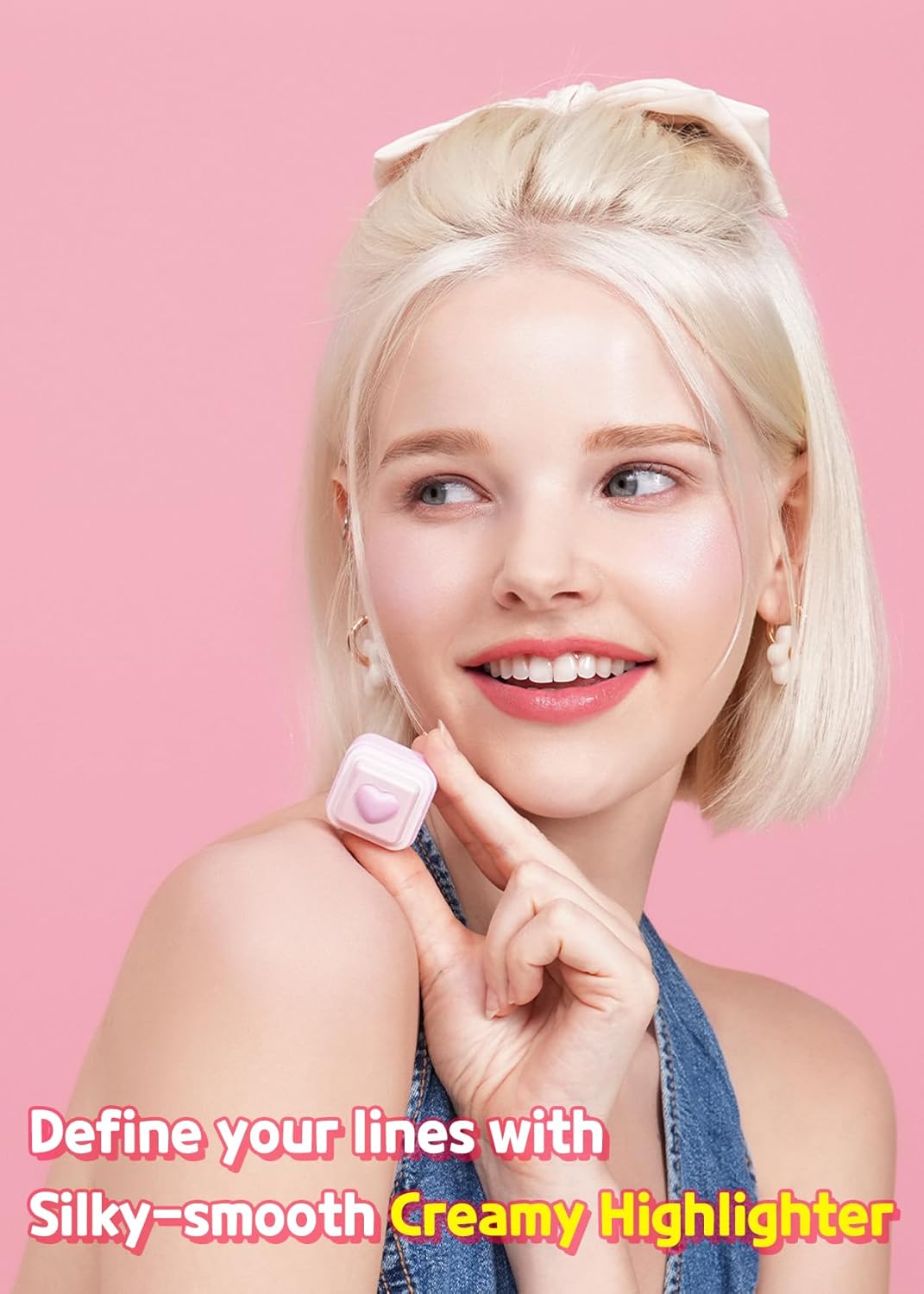 COLORGRAM Milk Bling Heartlighter 01 Peach Heart  Resaltador cremoso versátil sedoso con acabado brillante, brillo suave y natural, perfecto para