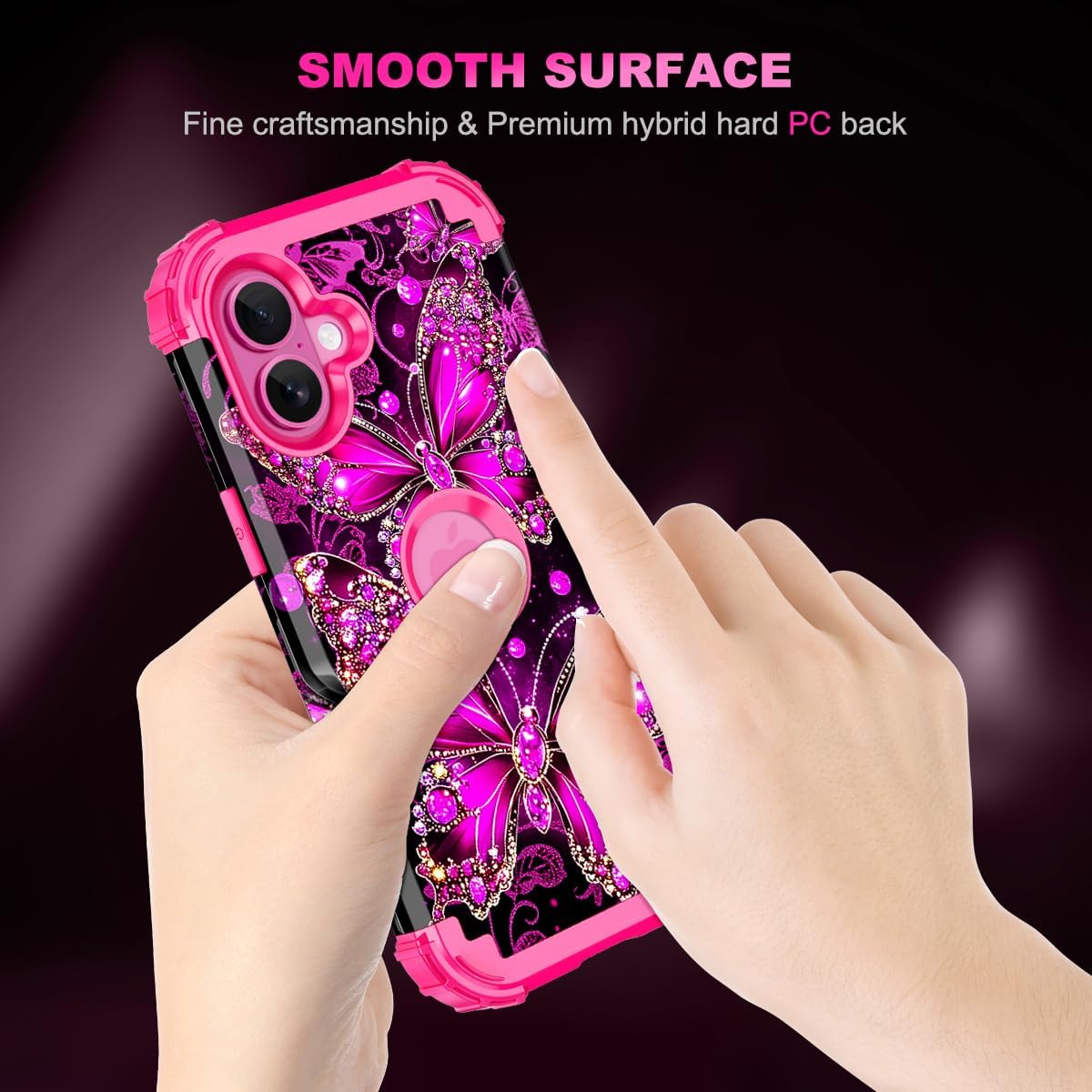 Casetego Funda para iPhone 16 Plus, que brilla en la oscuridad, tres capas, resistente, a prueba de golpes, protección completa, policarbonato duro