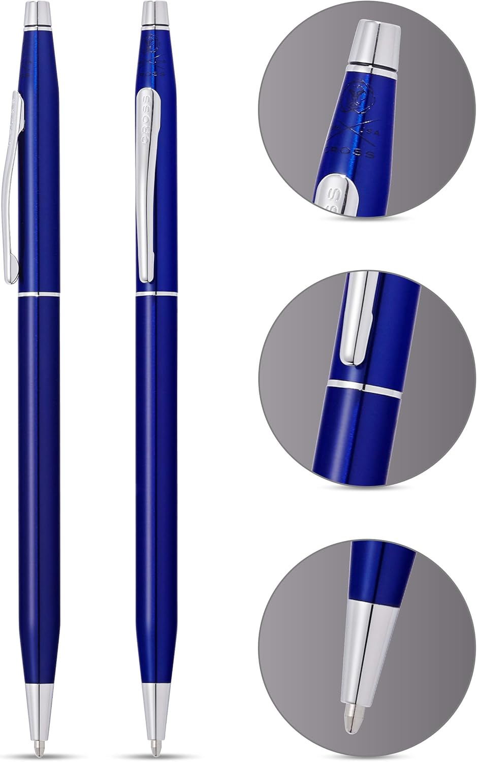 Cross Classic Century – Bolígrafo recargable, punta media, incluye caja de regalo de calidad prémium, esmalte azul translúcido