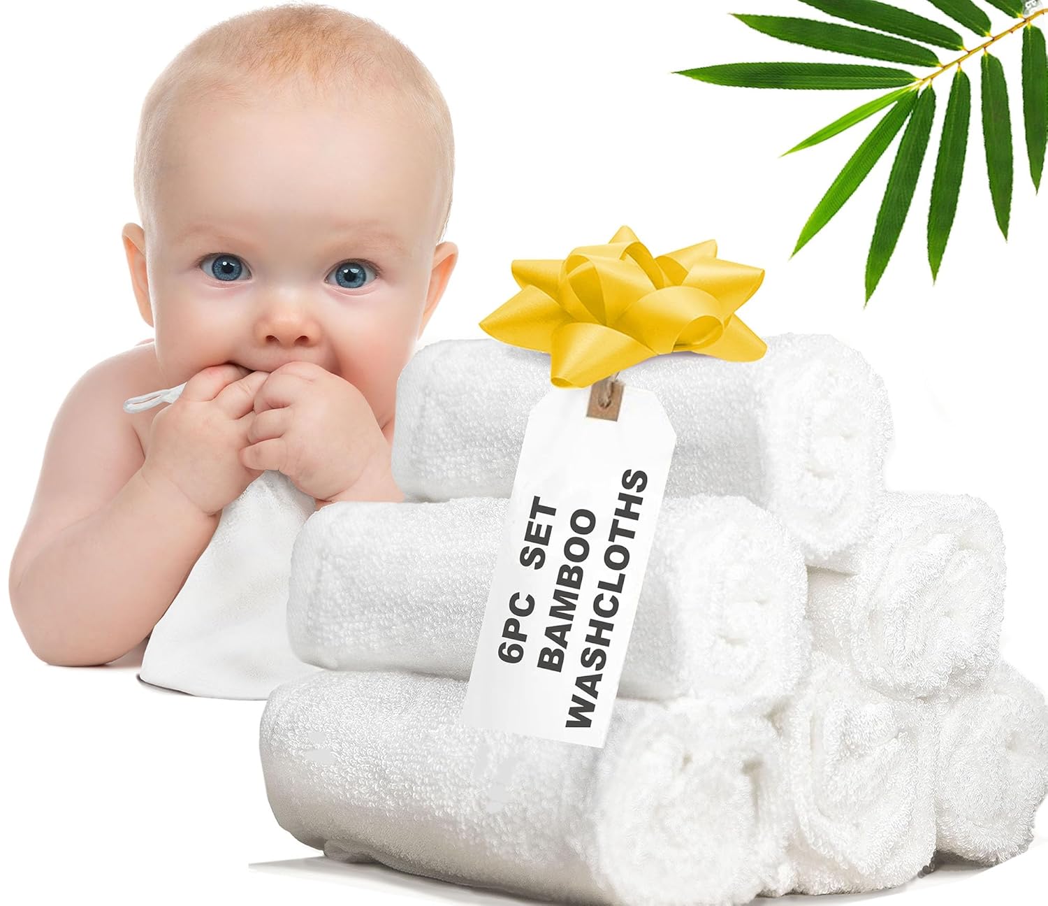 Rayón derivado de paños de bambú para bebé, paquete de 6 paños de bebé, paños suaves para la cara, paquete de 6 paños para adultos o niños