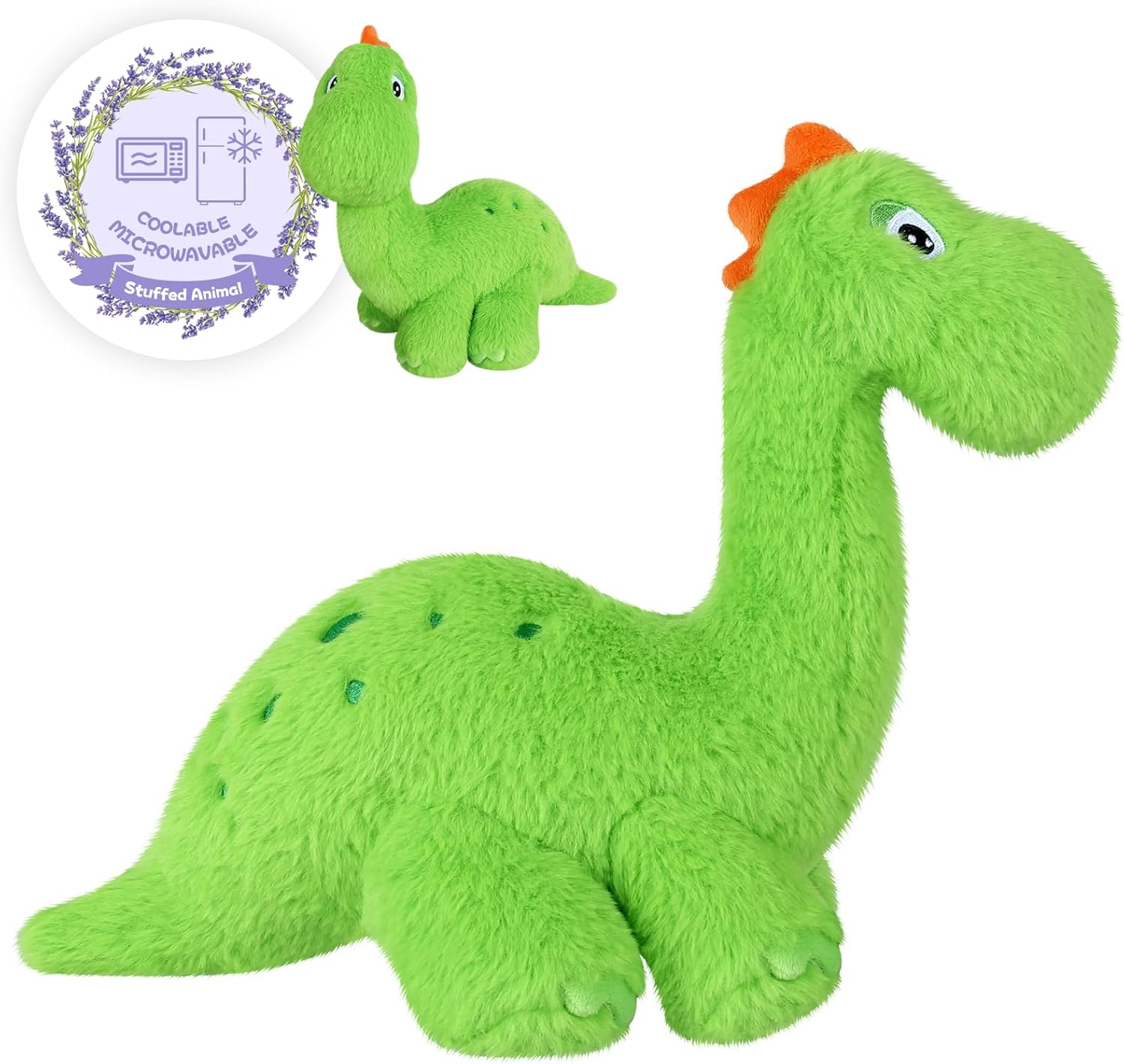 Peluche de dinosaurio braquiosaurio calentable y refrigerable, animal de peluche de dinosaurio para microondas con aroma a lavanda, almohadilla