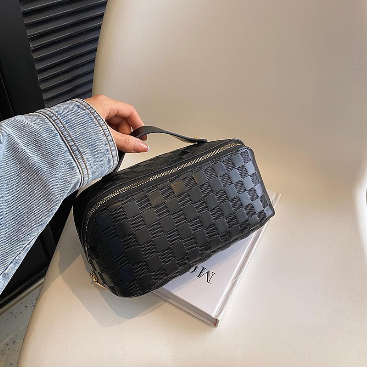 Bolsa de maquillaje portátil grande Bolsa de cosméticos de viaje portátil para mujeres y niñas, bolsa de maquillaje de regalo, bolsa portátil con