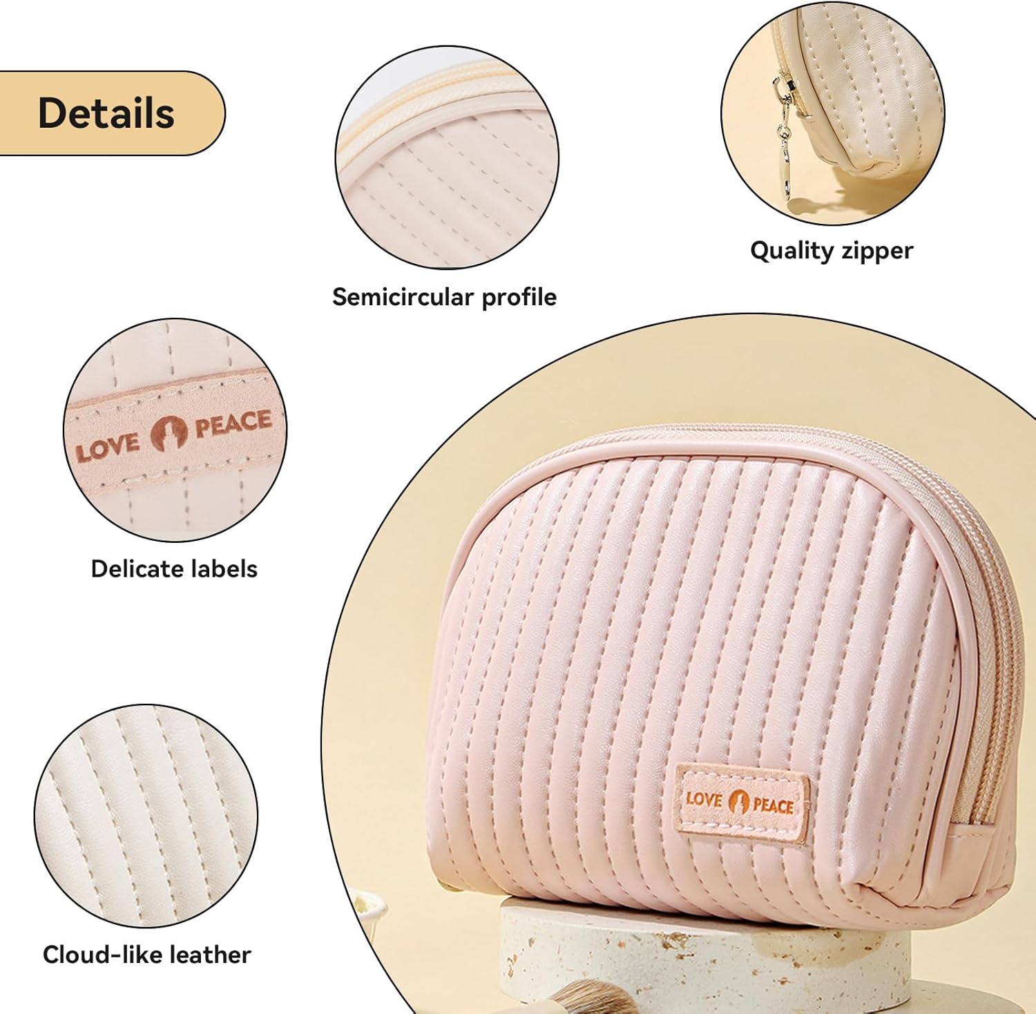 Harlang Pequeña bolsa de maquillaje con cremallera, organizador de cosméticos de viaje para mujeres, Concha azul, Moda