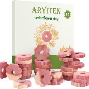 Aryiten Bloques de cedro para almacenamiento de ropa, bolas de cedro con aroma aromático, flores de madera para almacenamiento de ropa, armarios y Aryiten Bloques de cedro para almacenamiento de ropa, bolas de cedro con aroma aromático, flores de madera para almacenamiento de ropa, armarios y