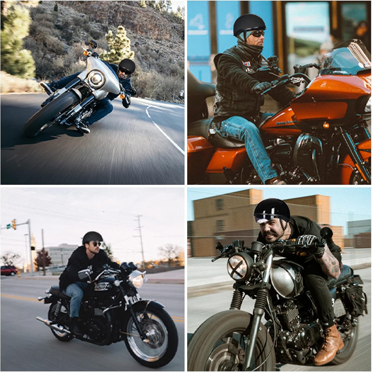 ILM Medio casco de motocicleta con protector solar correa de liberación rápida media cara para Cruiser Scooter aprobado por DOT 883V