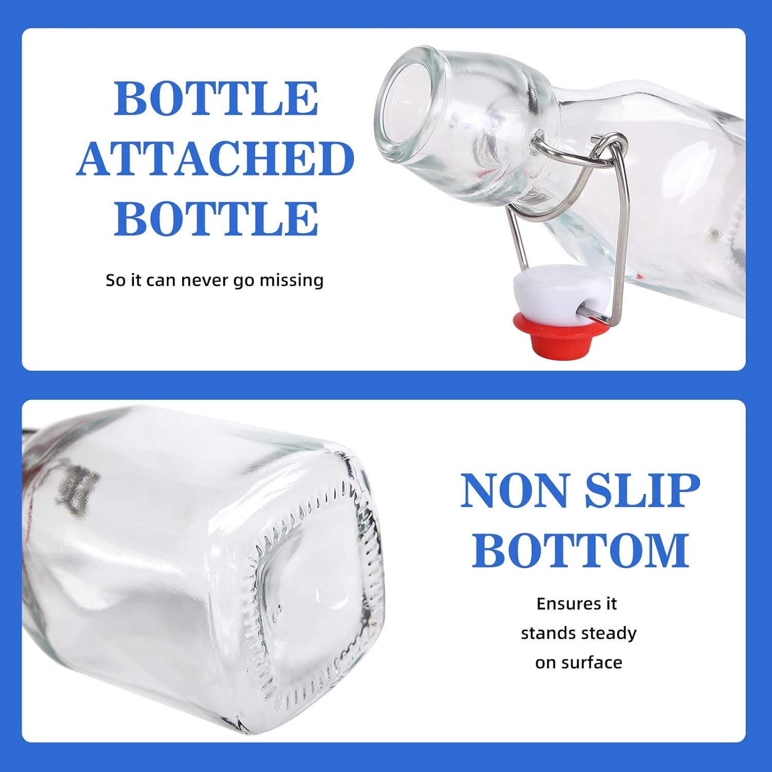 Botella de vidrio transparente con tapa abatible para tapas herméticas, paquete de 12 botellas de infusión de 4 onzas con tapas abatibles, para