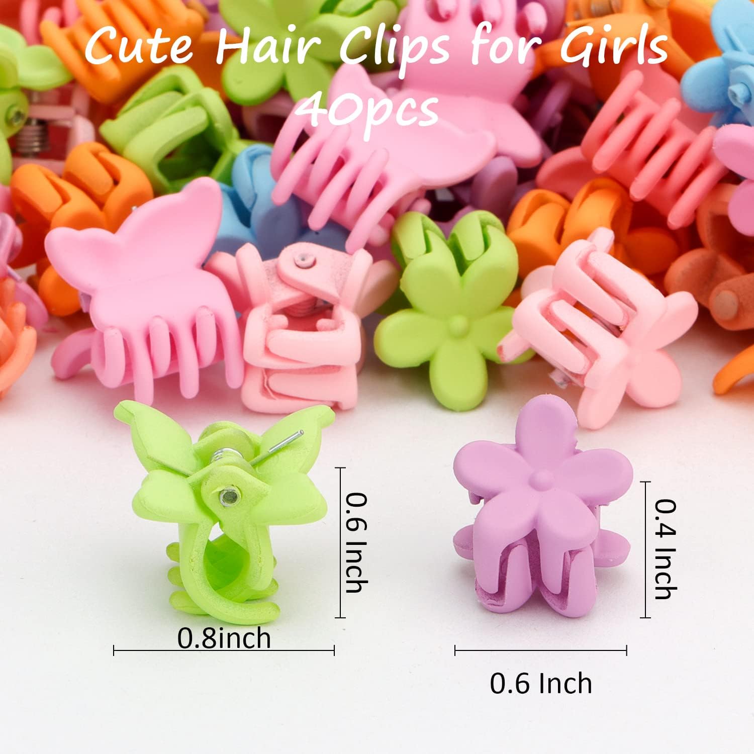 CHANACO 80 pinzas de mariposa para el cabello, pinzas para el cabello con diseño de flores, pinzas de mariposa para el cabello, pinzas pequeñas para