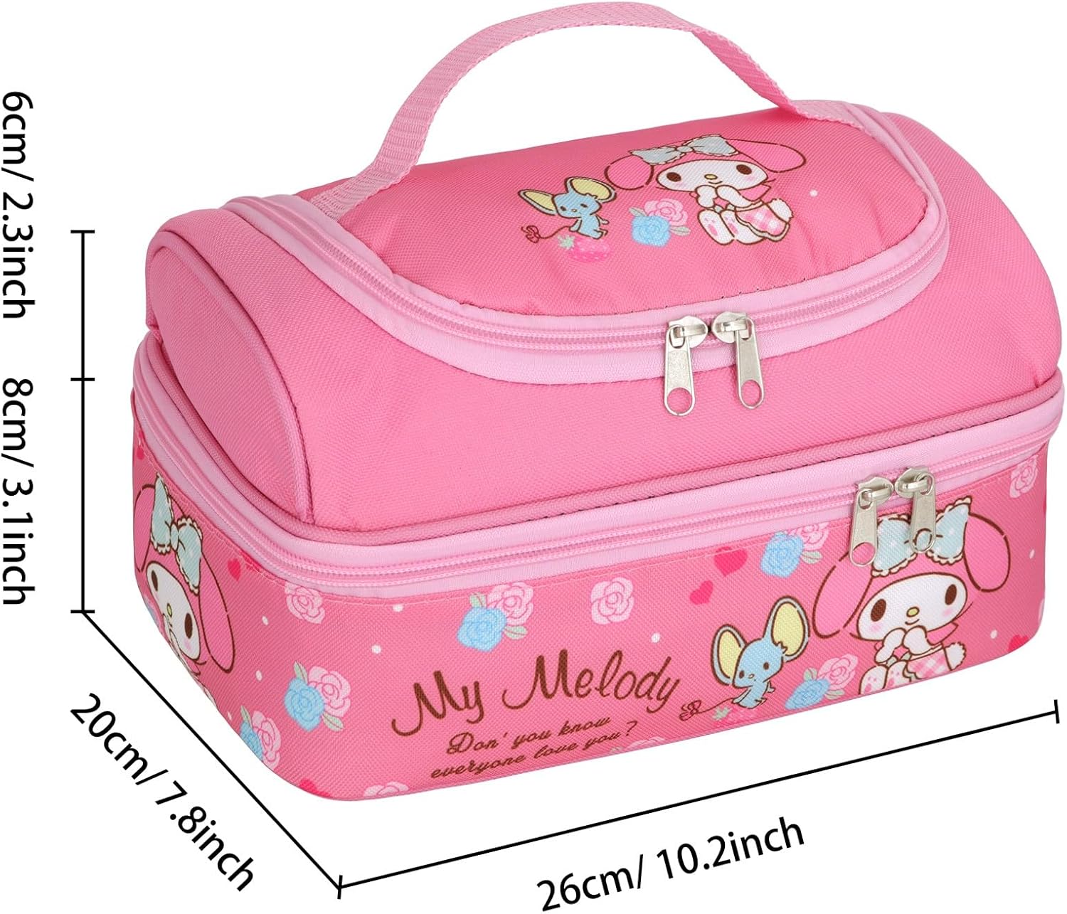 Anime Melody – Bolsa de almuerzo para hombre y mujer, a prueba de fugas, gran compartimento, contenedor de almuerzo para trabajo, viajes, color rosa