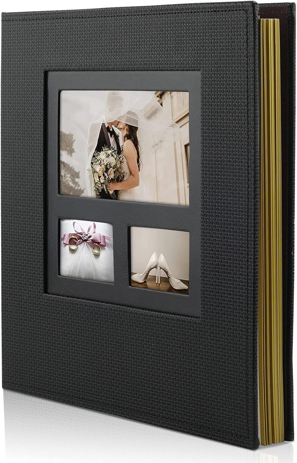 Golden State Art, Álbum de fotos magnético autoadhesivo de tamaño total de 12.8 x 13.2 pulgadas, álbum de recortes para imágenes de varios tamaños,
