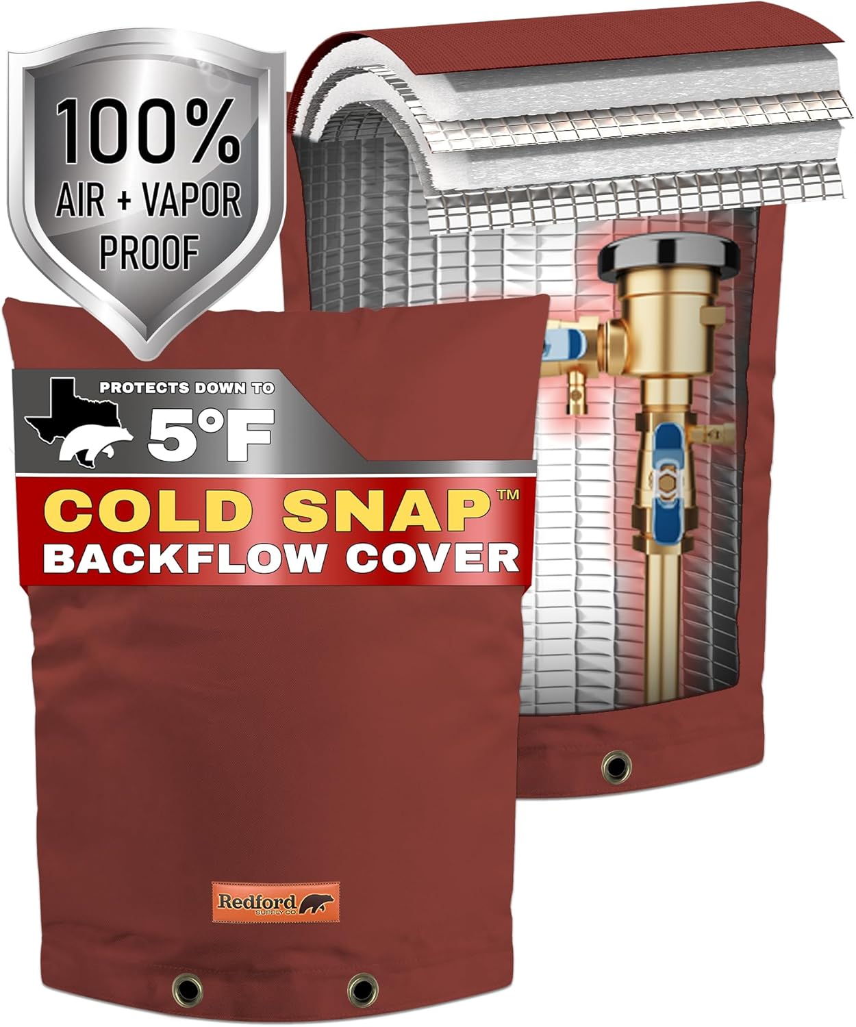 Redford Supply Co. Cold Snap – Cubierta aislante de doble pared de algodón para prevención de reflujo (5 F) – Cubiertas para rociadores para