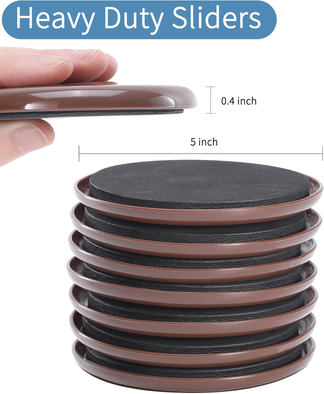 Deslizadores de muebles para alfombra, 8 almohadillas móviles reutilizables para muebles, deslizador de muebles de 5 pulgadas, mueve cualquier