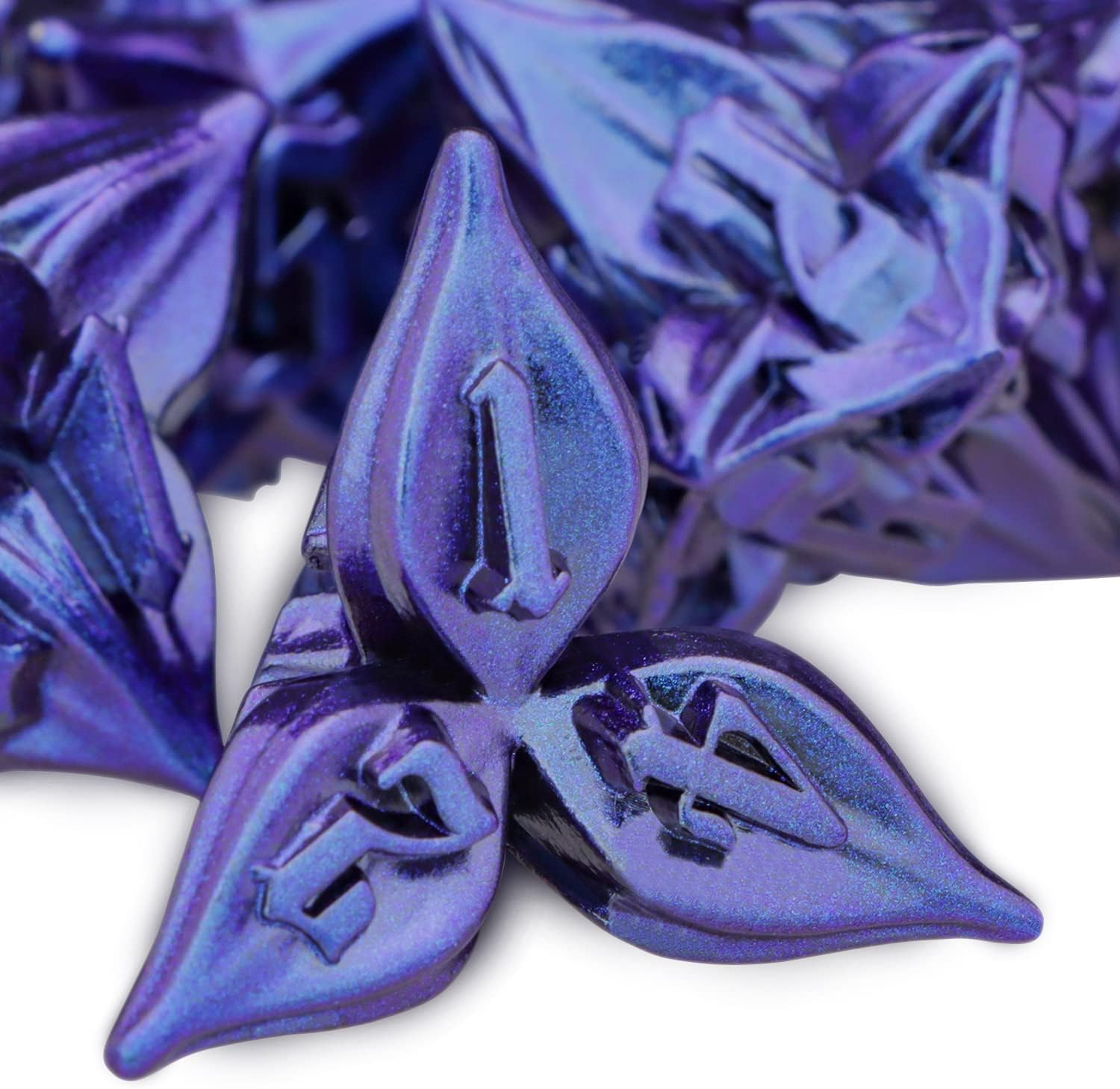 ARUOHHA DND – Juego de dados de metal con diseño de hojas de dragones y mazmorras azules, dados poliédricos D + D, hechos a mano, juego de rol D20