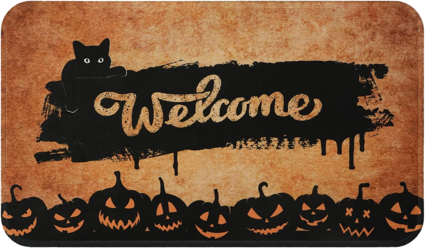 Alishomtll Decoración de Halloween  Tapete de puerta de Halloween al aire libre para puerta delantera, felpudo de calabaza de Halloween para entrada