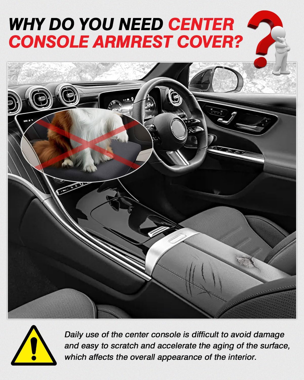 Karltys Funda de consola central para Mercedes Benz C300 2022-2024 2023 2024 GLC 300, protector de fibra de carbono para accesorios Mercedes C300,