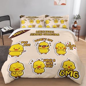 Juego de funda de edredón, juego de ropa de cama Kawaii Cute I de pato para niños y adultos, decoración de dormitorio, juego de funda de edredón Juego de funda de edredón, juego de ropa de cama Kawaii Cute I de pato para niños y adultos, decoración de dormitorio, juego de funda de edredón