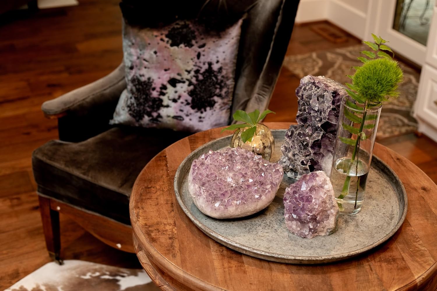 Colección de piedras curativas, base de corte amatista de alta energía, cristal espiritual decorativo para meditación, chakra, decoraciones únicas,