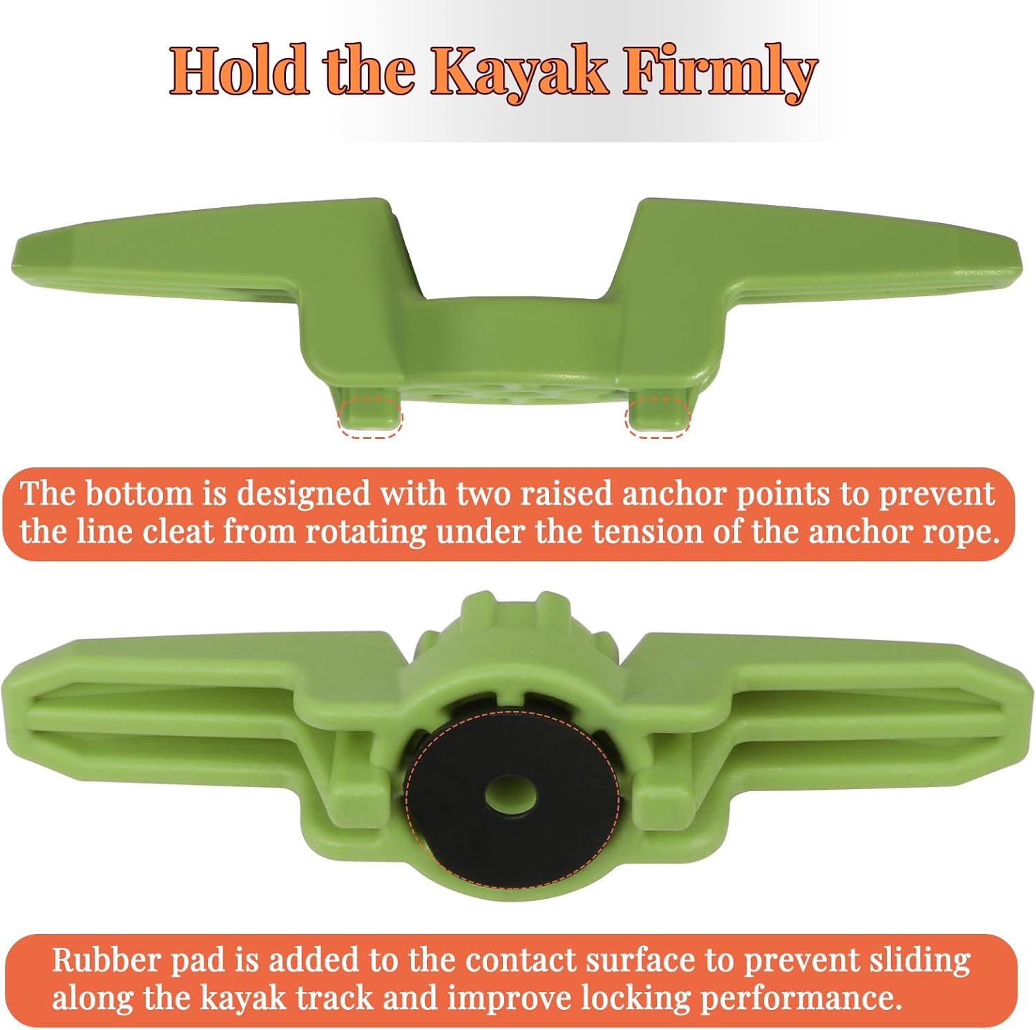 Kayak Cleat Track MountExtended Kayak Rail Cleat for Rail Mount Kayak Accessories, XL Track Mount Line Cleat for Kayak Anchor