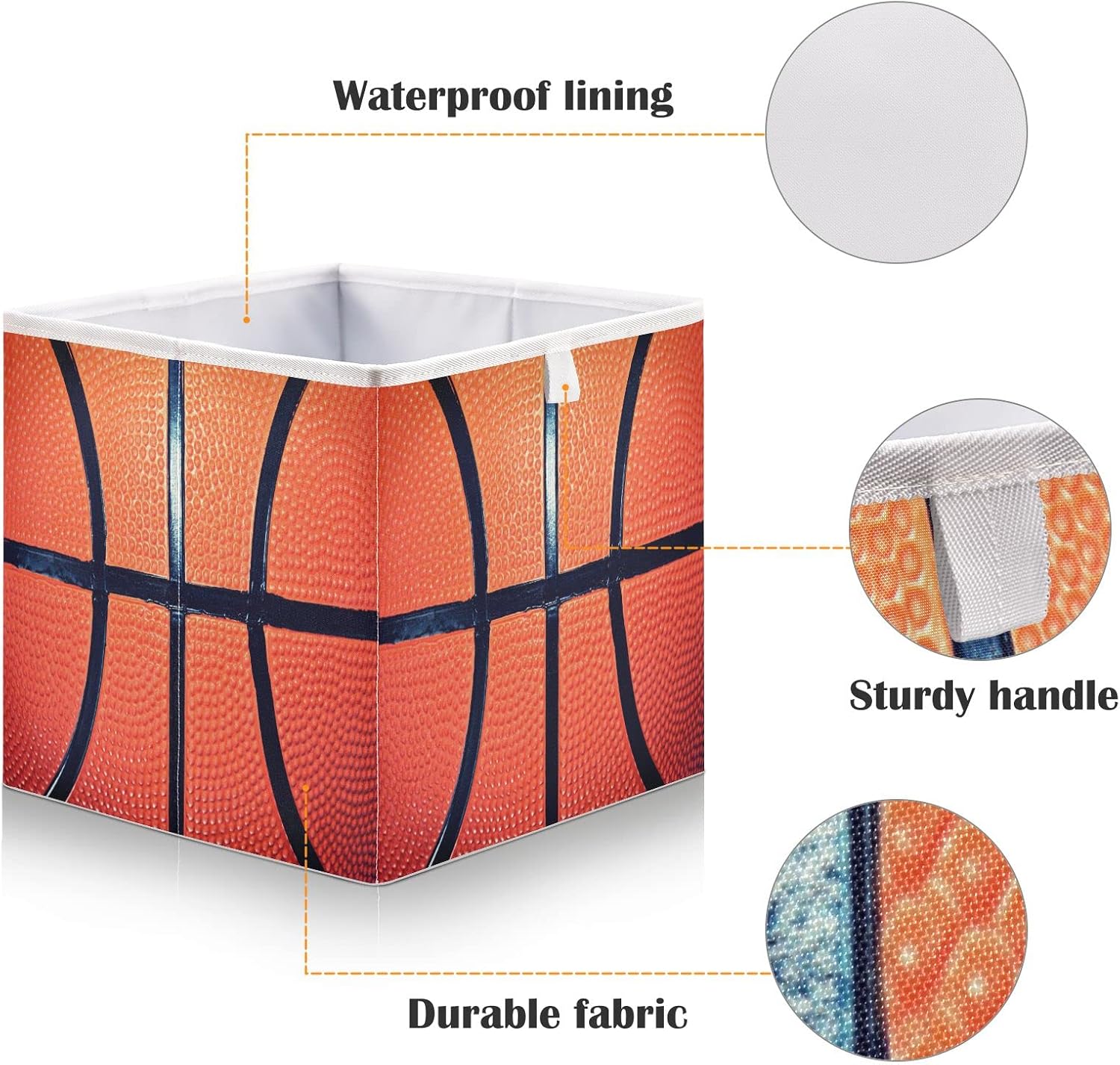 Cubos de almacenamiento de tela plegables de baloncesto con asas, organizador cuadrado de armario, forro impermeable para guardería, cajones,