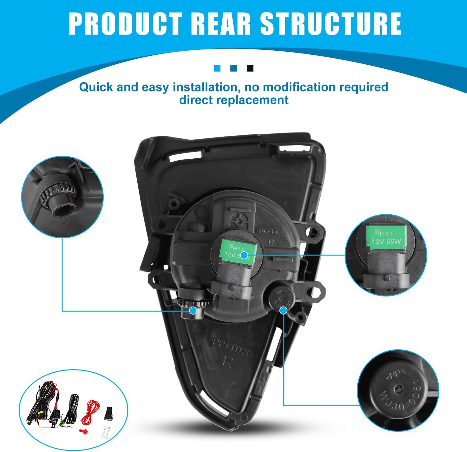 CPW Conjunto de luces antiniebla compatible con Toyota RAV4 2016-2018, par de luces antiniebla de conducción de lente transparente, juego de