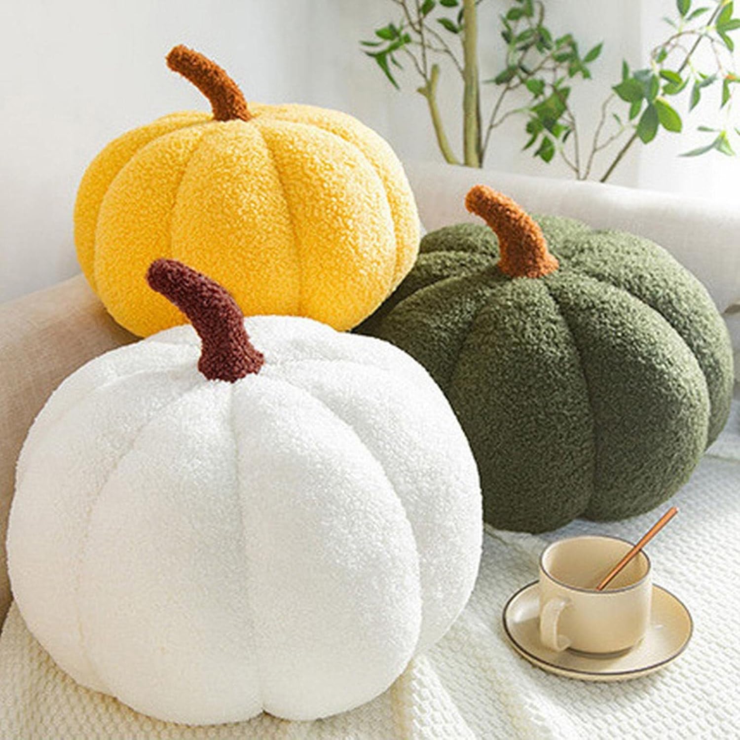 Almohada de calabaza, cojín de Acción de Gracias, almohada decorativa 3D de calabaza, cojín de felpa ultra suave, para automóvil, dormitorio, sofá,