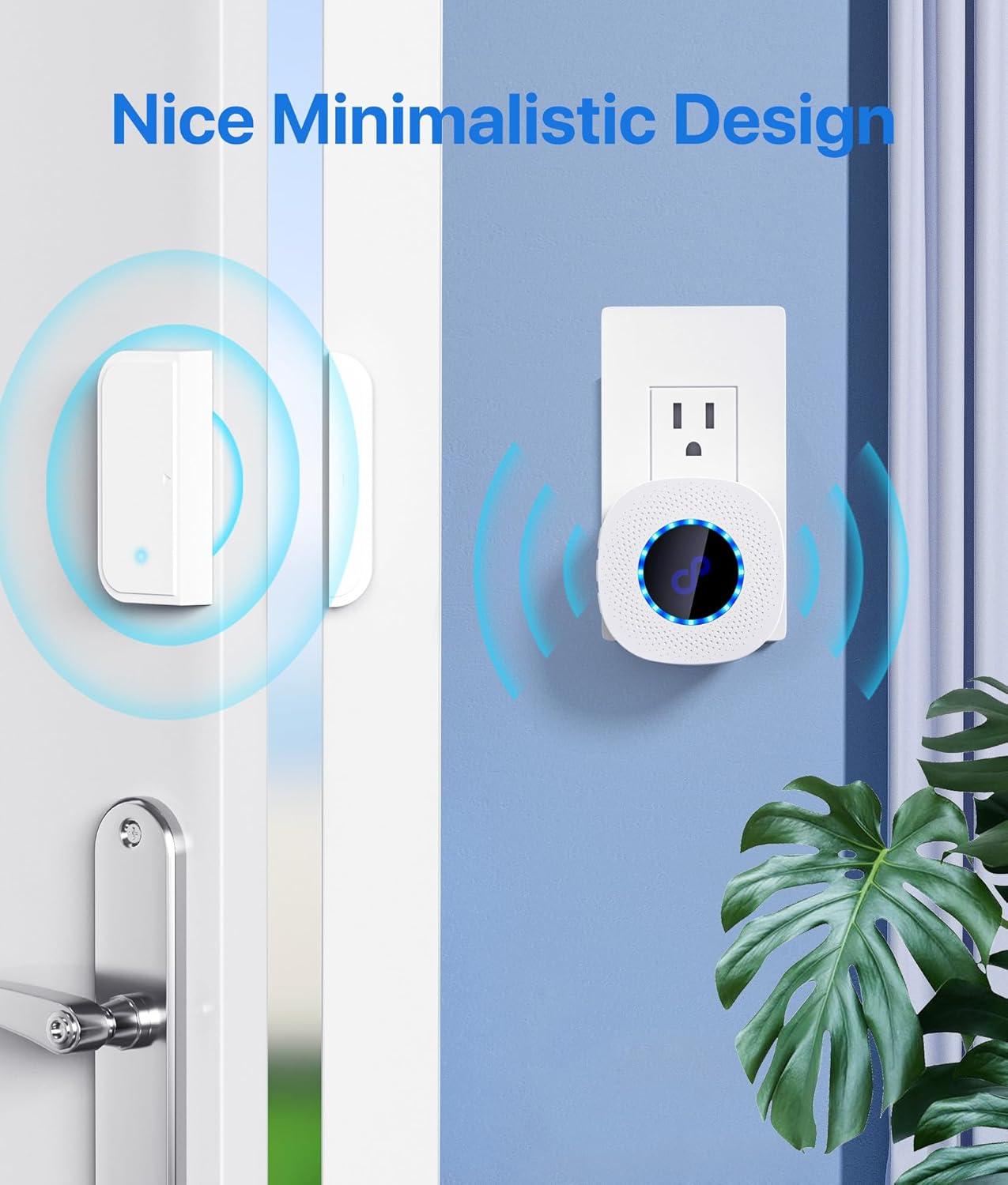 Timbre de puerta, timbre con sensor de puerta con rango de 1100 pies, volumen ajustable y 50 alarmas de timbre para seguridad de los niños, timbre