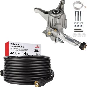 YAMATIC Bomba de lavado a presión vertical de eje de 78 pulgadas, 2600-3000 PSI 2.5 GPM OEM y manguera de lavado a presión de 25 pies 14 pulgadas YAMATIC Bomba de lavado a presión vertical de eje de 78 pulgadas, 2600-3000 PSI 2.5 GPM OEM y manguera de lavado a presión de 25 pies 14 pulgadas