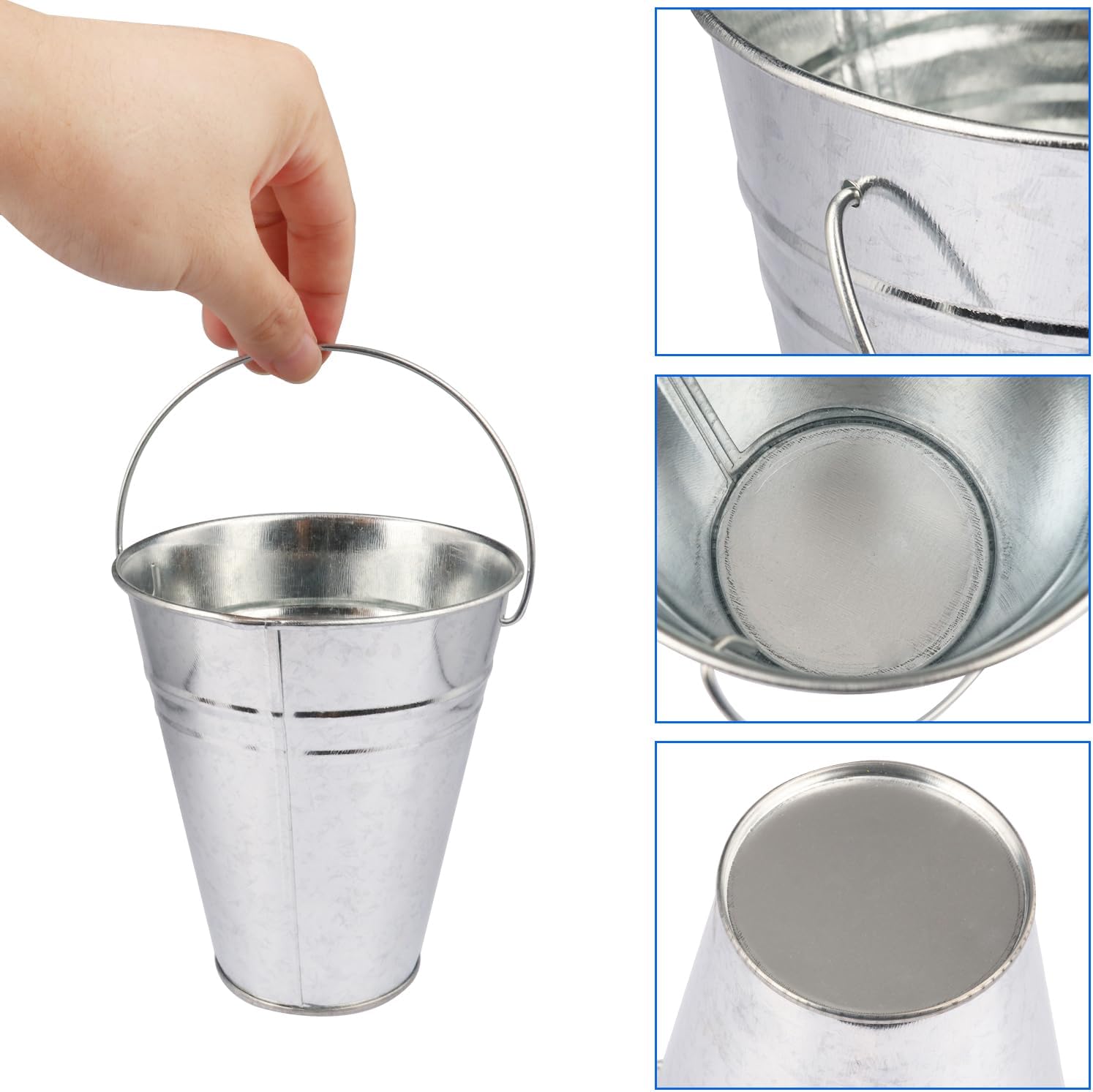 Paquete de 25 mini cubos de metal de 4.5 pulgadas, cubos de metal con asa, cubo de Pascua, soporte para lápices y macetas, utilizados para