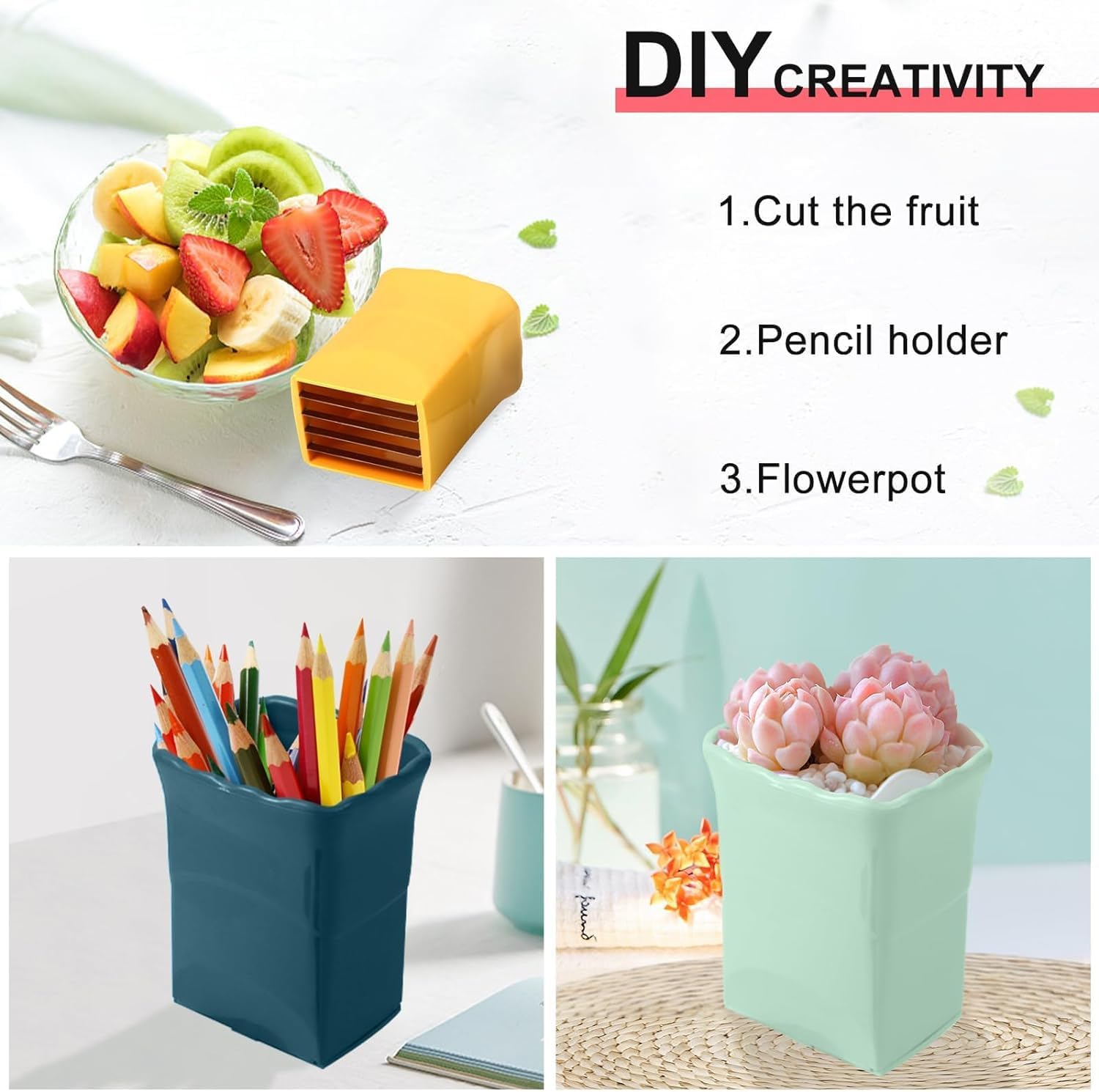 JOYSAND Paquete de 2 rebanadoras de fresas, cortador de frutas, cortador de huevos, cortador de tazas, taza de acero inoxidable para frutas suaves,