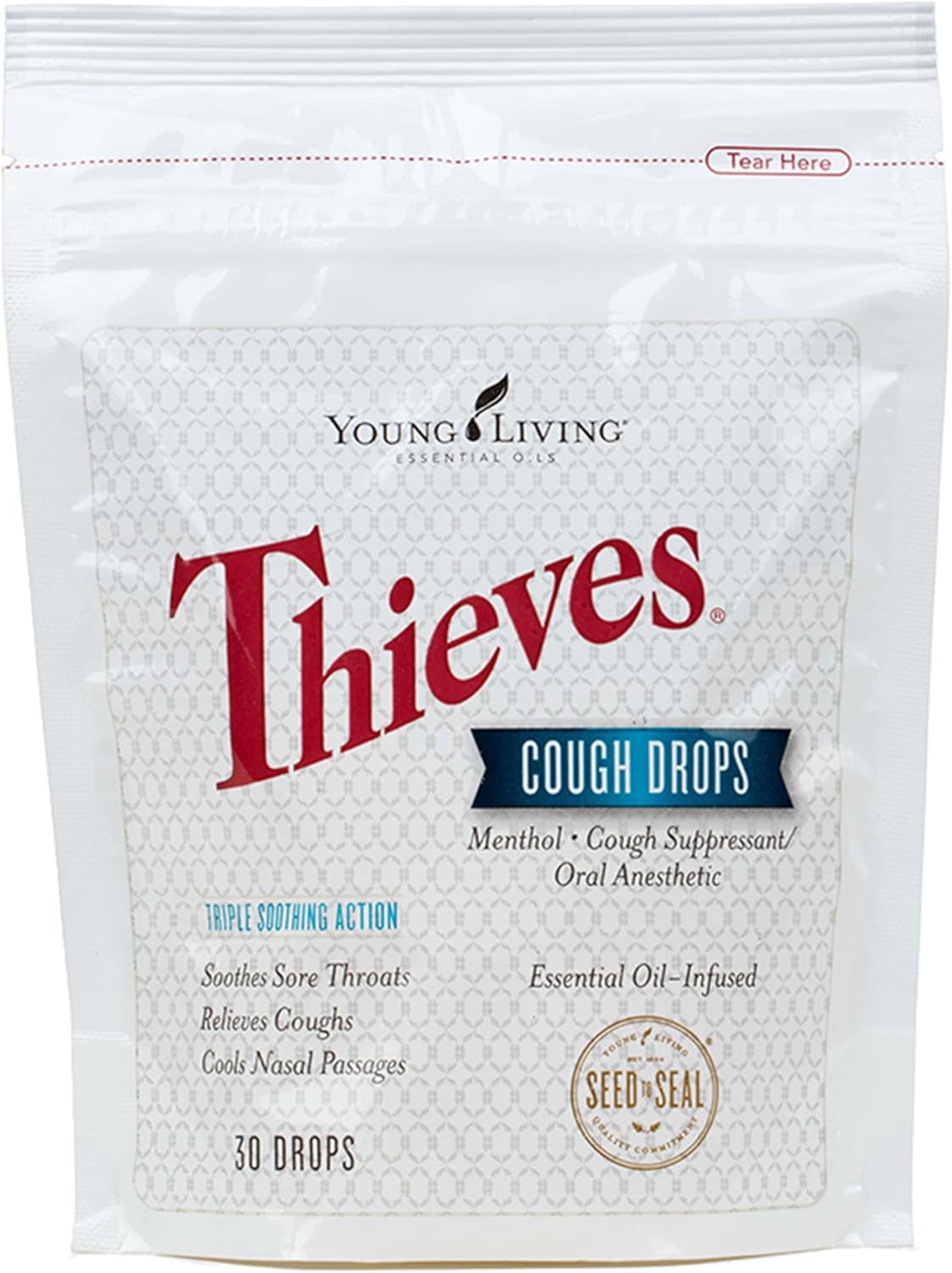 Thieves – Gotas para la tos con infusión de aceite esencial, alivio calmante para la tos y el dolor de garganta con la mezcla distintiva de Young