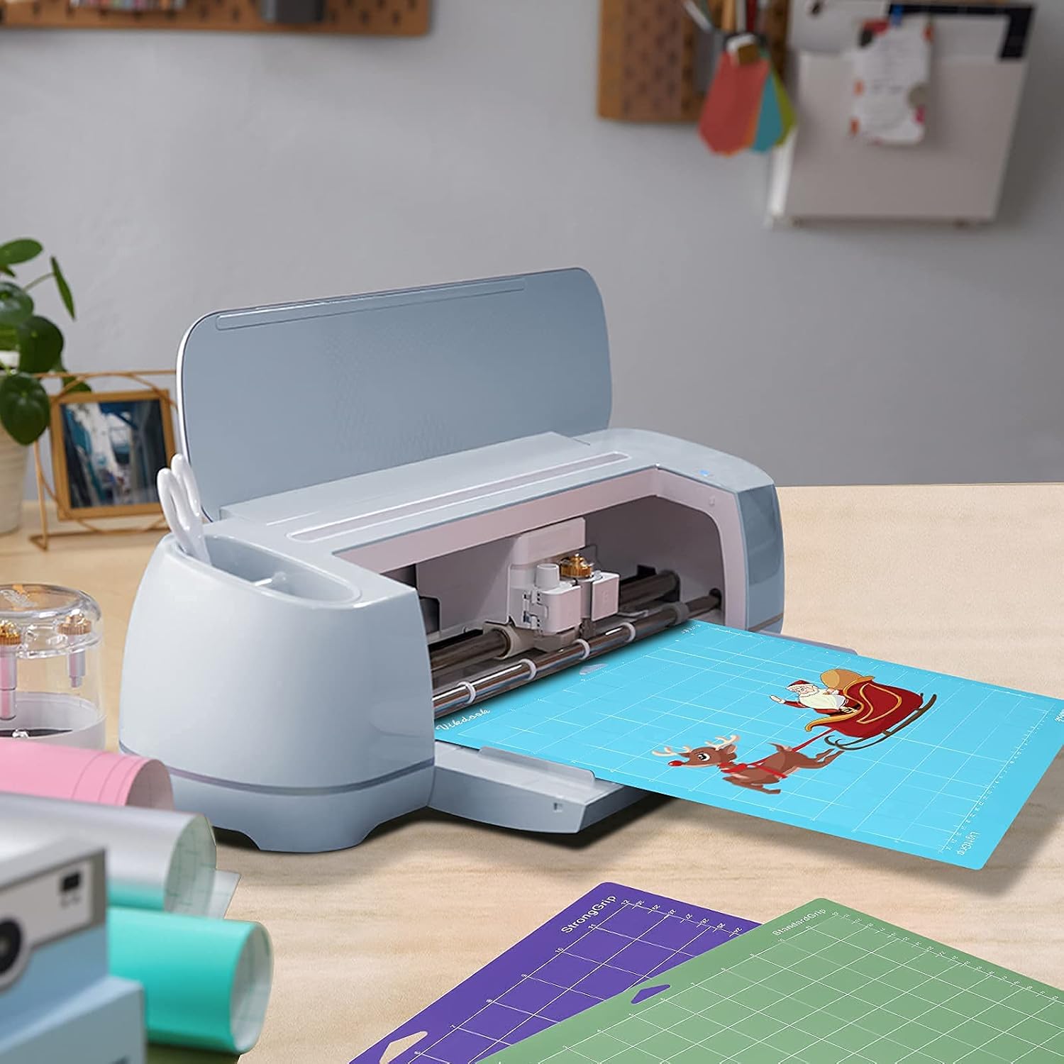 Tapete de corte para máquina Cricut de 12 x 12 pulgadas, paquete de alfombrillas adhesivas de agarre variado de color azul, agarre ligero, verde,