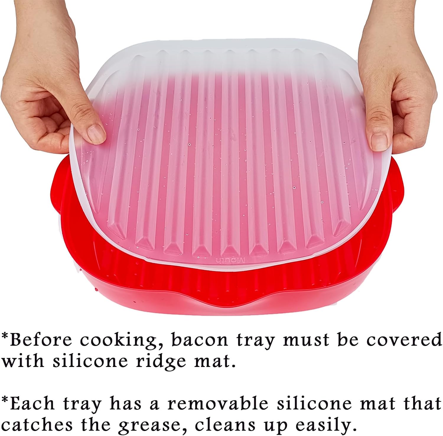Máquina de tocino fácil para microondas, 2 bandejas para parrilla de tocino, olla de tocino con tapa para salpicar, haz tocino crujiente en minutos