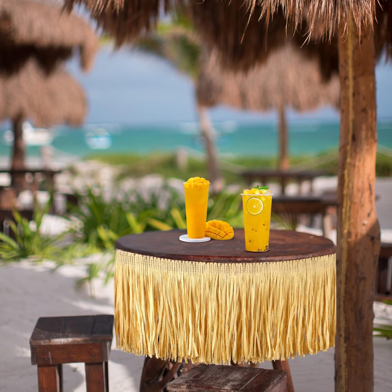 Pancarta hawaiana de rafia con flecos de hierba de Luau para fiesta de cumpleaños tropical, decoración de bar Tiki, Hula Tiki, Rafia, hierba para
