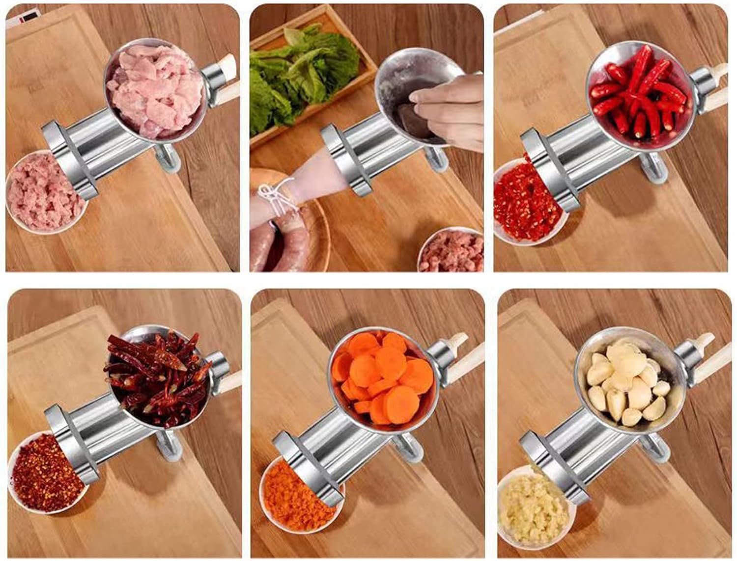 Picadora manual de carne, máquina de picar carne de aleación de aluminio, procesador de alimentos multifuncional, picadora para uso doméstico