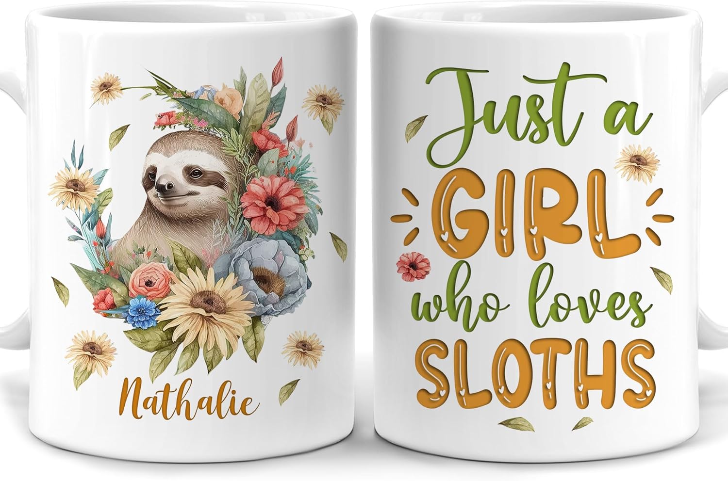 Hyturtle Regalos personalizados para amantes de los perezosos  Taza de café de cerámica con nombre personalizado de 11 onzas  Idea de regalos lindos