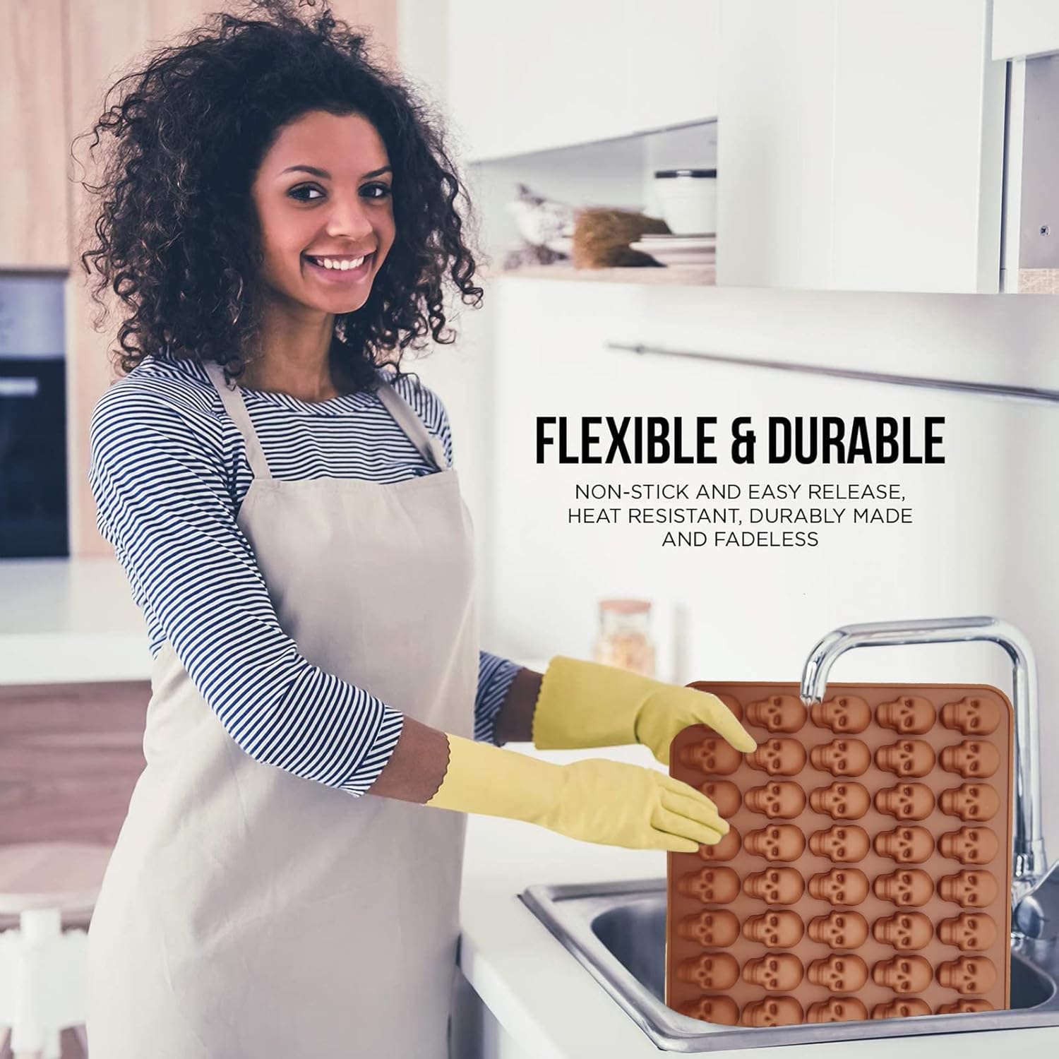 Paquete de 2 moldes de silicona para gomitas de caramelo de chocolate con 1 cuentagotas, 40 cavidades, molde 3D de fácil liberación para fondant de