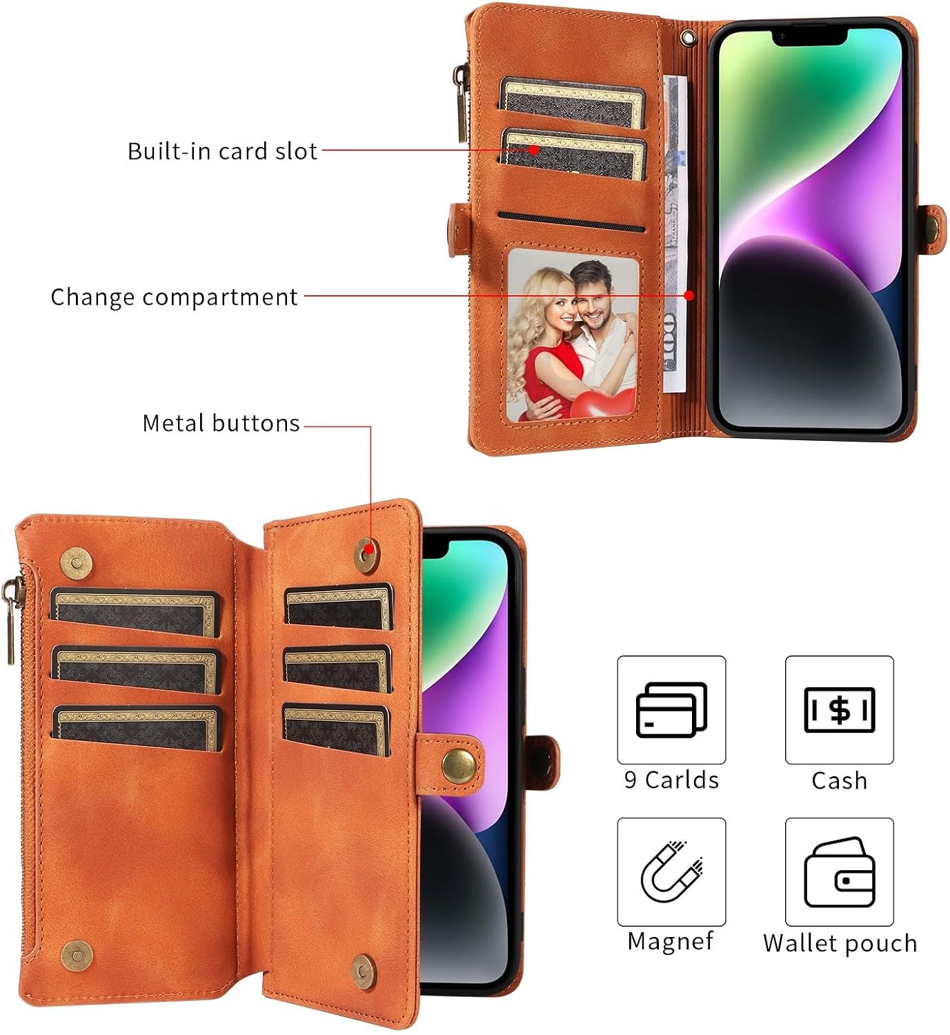 Funda de cuero con soporte de cremallera para Xiaomi Mi Poco X3 X4 X5ProNFC, cuerda de mano, soporte, cubierta trasera de hebilla de cobre