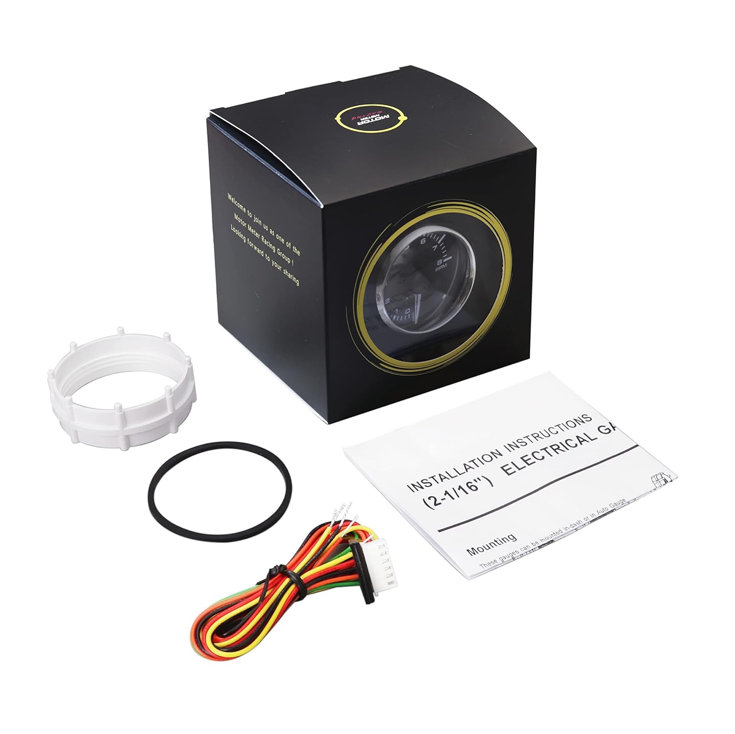 MOTOR METER RACING Tacómetro electrónico universal de 8000 rpm, 2-116 pulgadas, 2.047 in con retroiluminación LED blanco y ámbar, esfera negra,