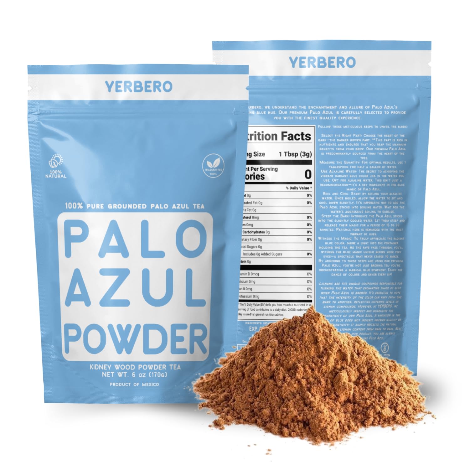 Yerbero – Té de hierbas en polvo prémium de Palo Azul de 6 onzas (6.00 oz)  Madera de riñón (palo azul)  Hace más de 60 tazas  Bolsa resellable