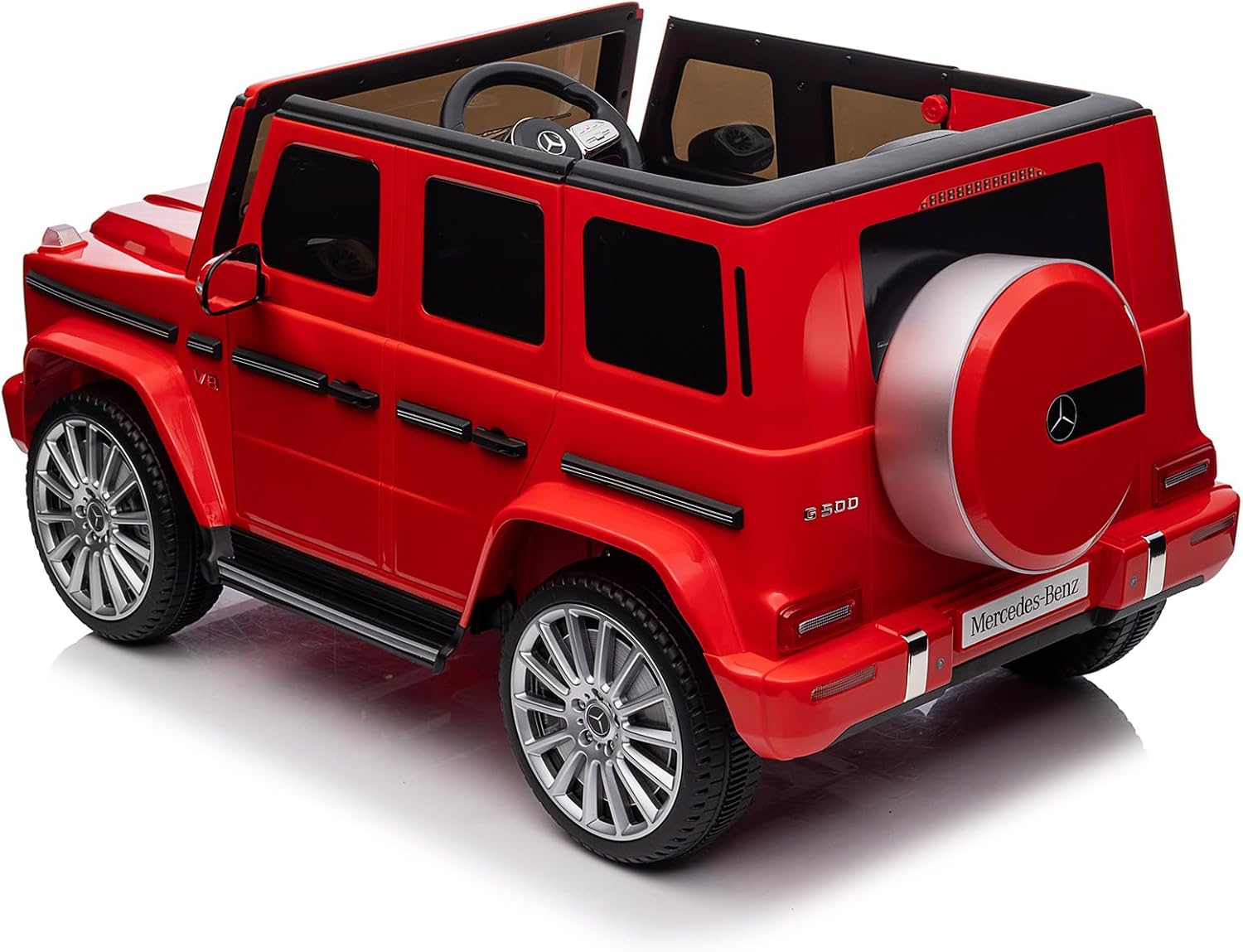 Vehículos eléctricos Mercedes-Benz G500 de 12 V con licencia y control remoto para padres, suspensión de 4 resortes, 3 velocidades, balanceo, luces
