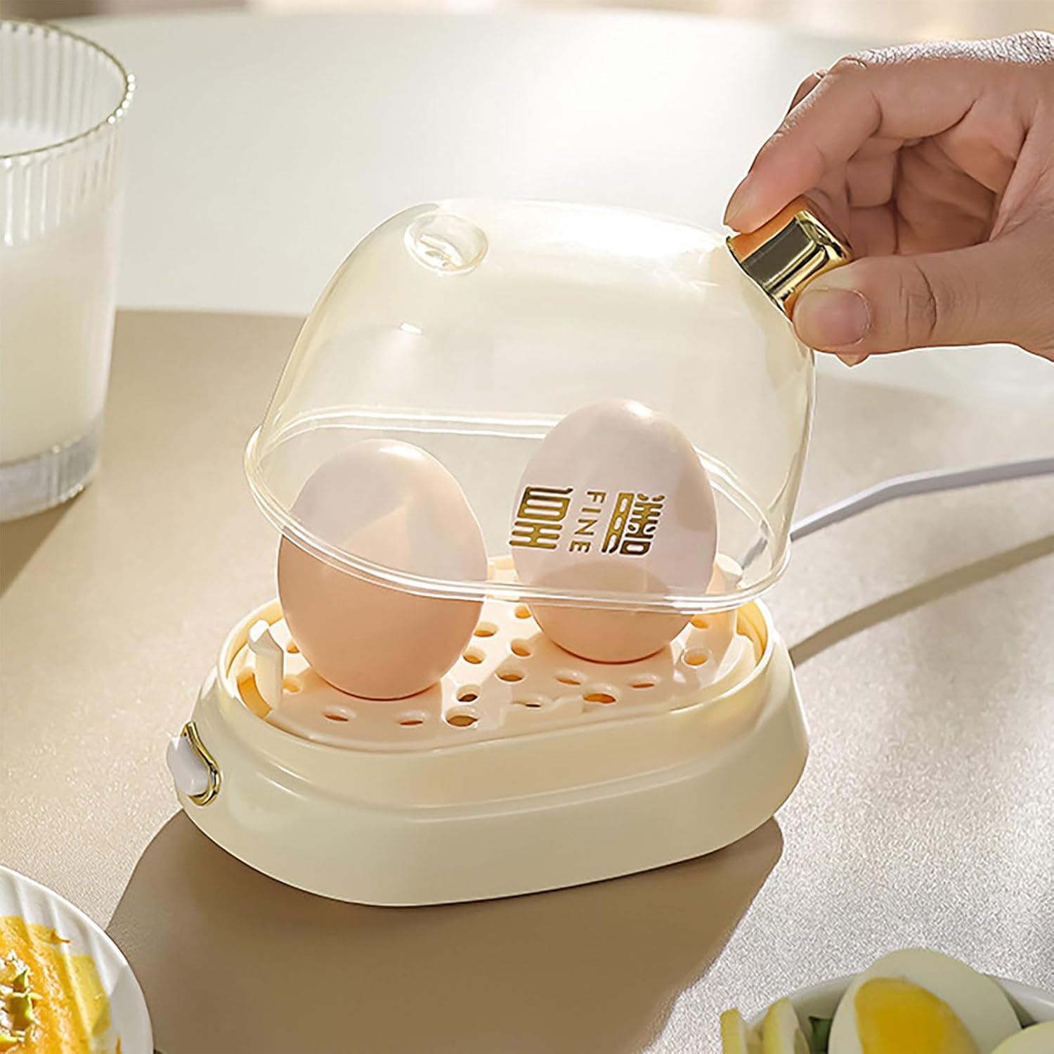 Cocina eléctrica para huevos, vaporizador eléctrico de huevos de 220 V 120 W, olla eléctrica para huevos con capacidad para 2 huevos, temporizador