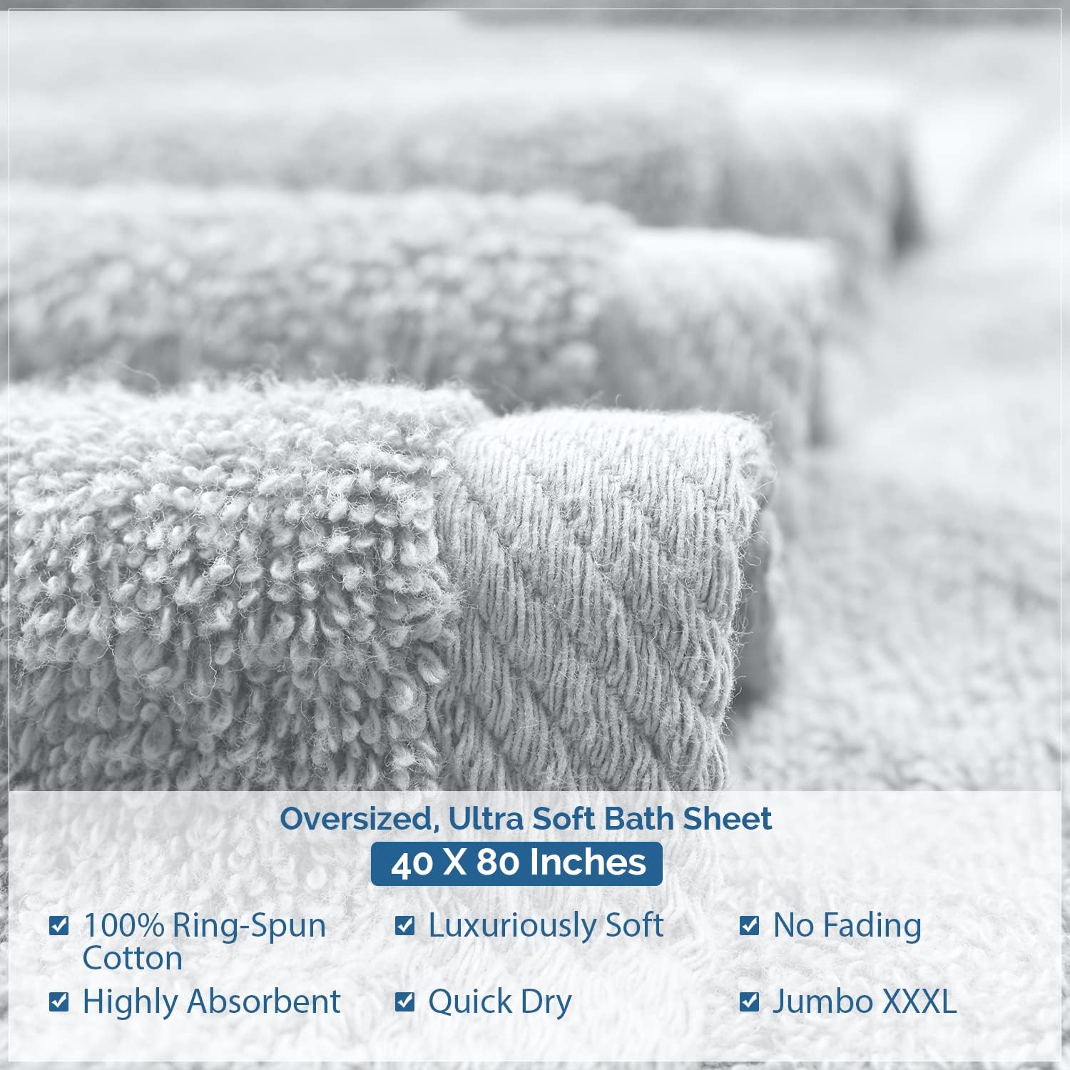 DAN RIVER Toalla de baño extragrande 100% algodón de 40 x 80 pulgadas, paquete de 1  toalla de baño extragrande de 21.16 ozm, altamente absorbente y
