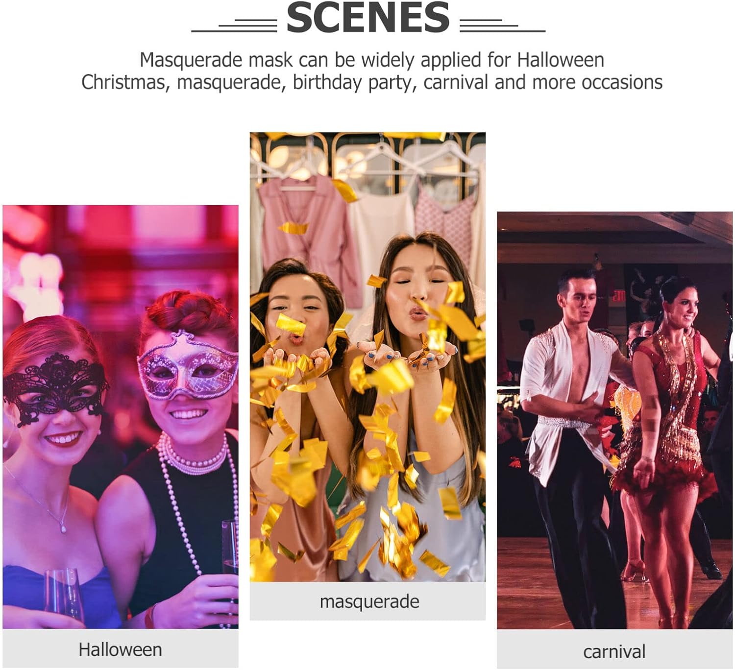 SOIMISS Máscara de mano de encaje para fiesta, corona, máscara para baile de máscaras, máscara veneciana de mascarada, trajes de juego de rol,