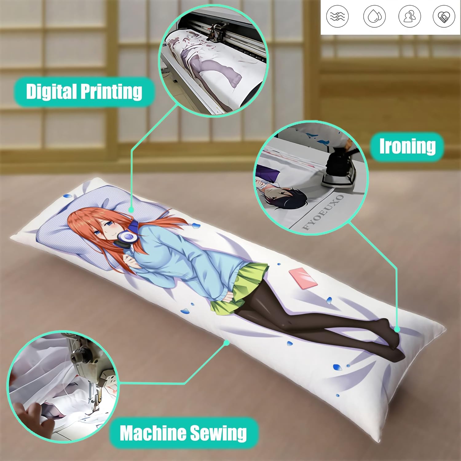 Anime The Quintessential Quintuplets Funda de almohada impresa de doble cara Comic Nakano Miku Waifu Hugging Body Pillow Case Regalo para Otaku