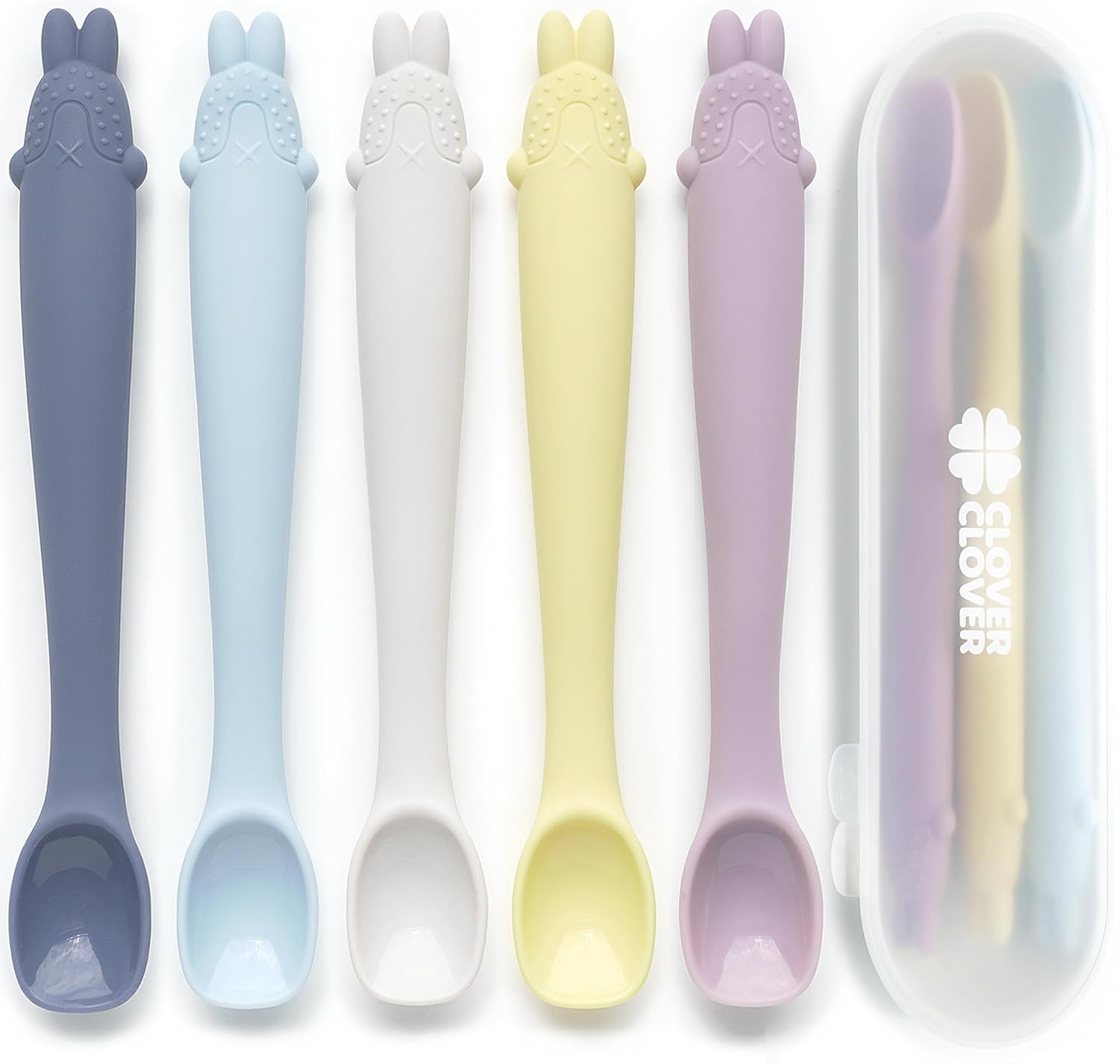 Cucharas de silicona para alimentación para bebés, primera etapa, utensilios flexibles para el destete de bebés y padres y bebés, autoalimentación y