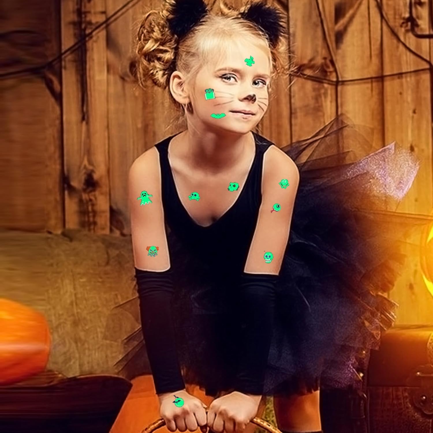 CARGEN Tatuaje temporal de Halloween para niños, 20 hojas, 268 patrones, decoraciones divertidas para fiestas de Halloween, suministros pequeños y
