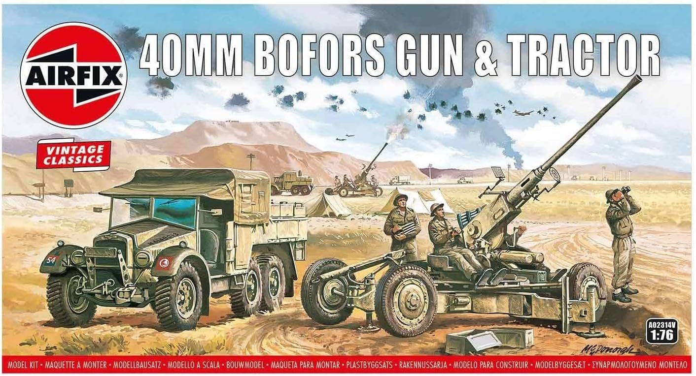 Airfix Bofors – Pistola y tractor de 1.575 in (176 Vintage Classics Militar) Kit de modelo de plástico militar A02314V