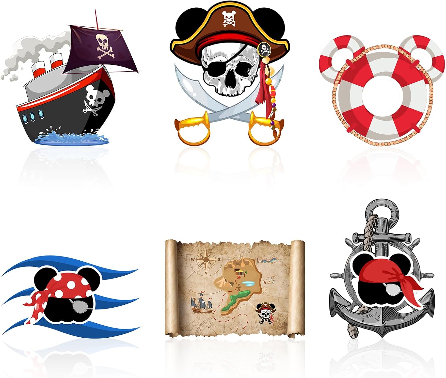 12 calcomanías magnéticas para puerta de crucero, capitán pirata, ratón, navegación marina, automóvil, crucero, puerta, decoración de ancla,