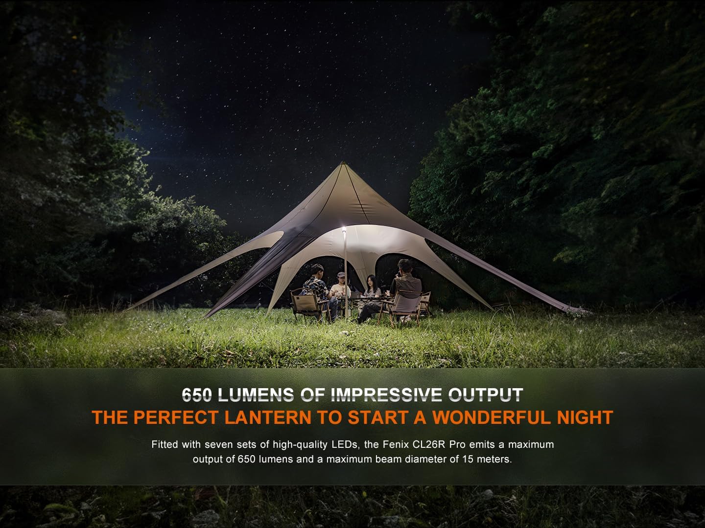 Fenix CL26R Pro – Linterna de campamento de mármol blanco, 650 lúmenes brillante, recargable USB-C, compacta y portátil, perfecta para huracán,